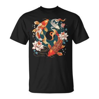 Japanese Koi Fish Vintage Lotus Flowers T-Shirt - Thegiftio UK