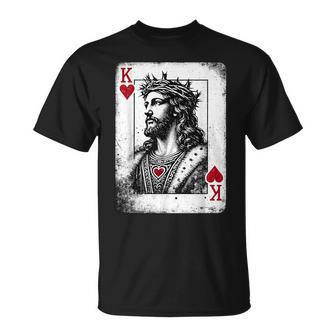 Jesus King Of Hearts Retro Religious Card Game Lover T-Shirt - Seseable