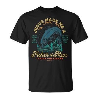 Jesus Made Me A Fisher Of Man Fishing Fisherman Christian T-Shirt | Mazezy