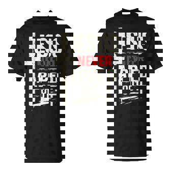 Jesus Never Tapped Out Christian Wrestling Wrestler Wrestle T-Shirt | Mazezy