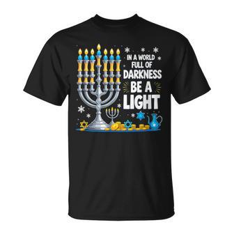 Jewish Menorah Bow Light Hanukkah Chanukah Count Blessings T-Shirt | Mazezy