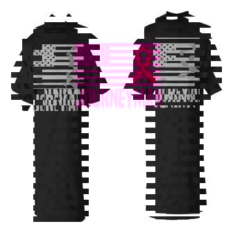 Journeyman Breast Cancer Awareness Month USA Flag Dad Tank Top T-Shirt | Mazezy