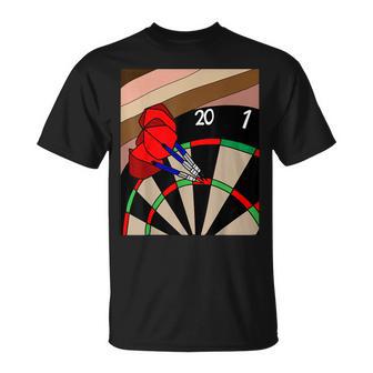 Jugador De Dardos De Tablero De Dardos Con Dardos Camiseta unisex - Regaloses