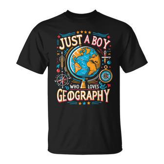 Just A Boy Who Loves Geography T-Shirt - Thegiftio