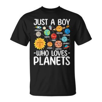 Just A Boy Who Loves Planets Solar Star System Science Space T-Shirt - Thegiftio UK