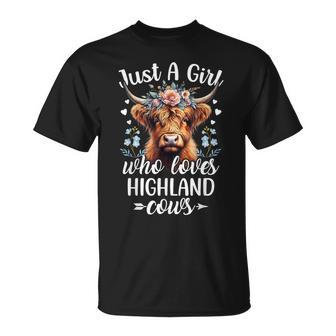 Just A Girl Who Loves Highland Cows Scottish Highland Cows T-Shirt - Thegiftio