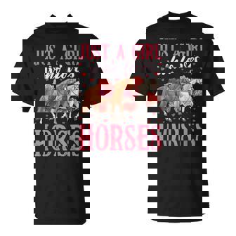 Just A Girl Who Loves Horses Valentines Women Animal Lover T-Shirt | Mazezy