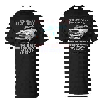 Just A Girl Who Loves Muscle Cars Retro American Muscle Car T-Shirt - Monsterry