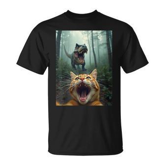Katzen-Selfie Mit T-Rex-Dinosaurier T-Shirt - Geschenkecke