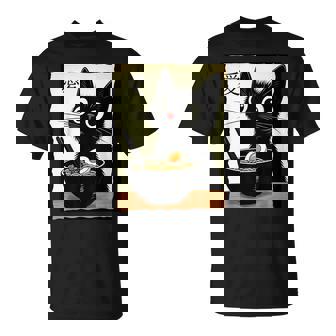 Kawaii Cat Eating Ramen Noodles Anime Girls Ns T-Shirt | Seseable UK