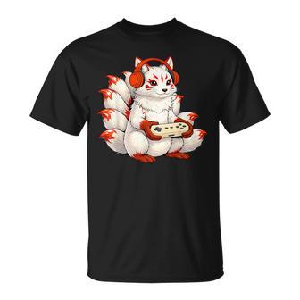 Kawaii Kitsune Gaming Jeuxidéo D'inspiration Japonaise Rétro T-Shirt - Cadeauxyz