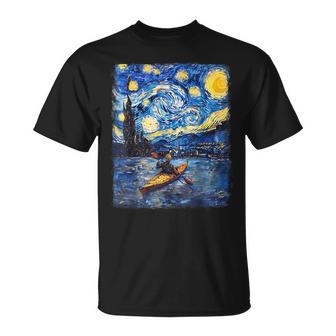 Kayaking Kayak Kayaker Starry Night Painting T-Shirt - Thegiftio UK