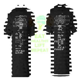 Keto Powerlifting Broccoli Eat Healthy Lift Repeat T-Shirt | Mazezy