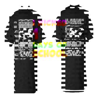 I Kicked 100 Days Of School 100th Soccer Player T-Shirt | Mazezy