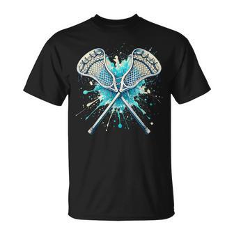 Lacrosse Splash Player Crossed Sticks Lacrosse Boys Girls T-Shirt - Thegiftio UK