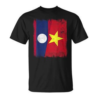 Laos Vietnam Half Flag Laotian Vietnamese History T-Shirt | Mazezy