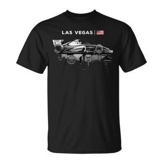 Las Vegas Racing Car Silhouette Usa Flag T-Shirt | Mazezy