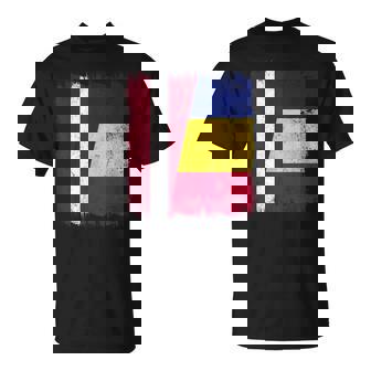 Latvia Romania Half Flag Latvian Romanian Heritage T-Shirt | Mazezy