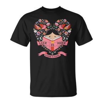 Leer Es Poder Mexico Reading Floral Hispanic Heritage T-Shirt - Thegiftio UK