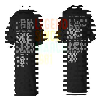Legend March 1981 45Th Birthday 45 Year Old T-Shirt - Monsterry