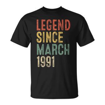 Legend March 1991 35Th Birthday 35 Year Old T-Shirt - Seseable