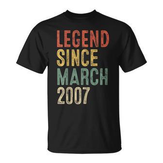 Legend March 2007 19Th Birthday Boy Girl 19 Year Old T-Shirt - Seseable