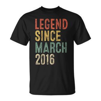 Legend March 2016 10Th Birthday Boy Girl 10 Year Old T-Shirt - Seseable