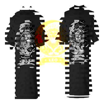 Leo Zodiac Sign Lion Fire Astrology Birthdate Bold T-Shirt | Mazezy