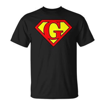 Letra Deuperhéroe Guper Letra Guper G G Letra Camiseta unisex - Regaloses