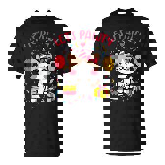Let's Pawty Cute Cat Kitten Girl Female Birthday T-Shirt - Thegiftio