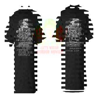 Let's Watch Horror Movies Halloween Characters Snacks T-Shirt | Seseable UK