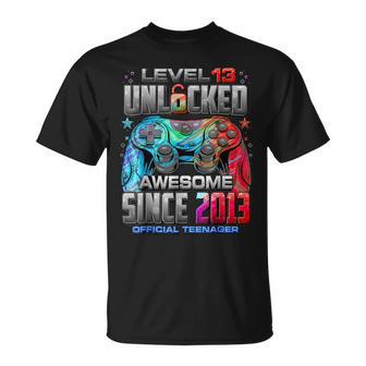 Level 13 Unlocked Awesome Since 2013 13Th Birthday Boy Gamer T-Shirt - Thegiftio