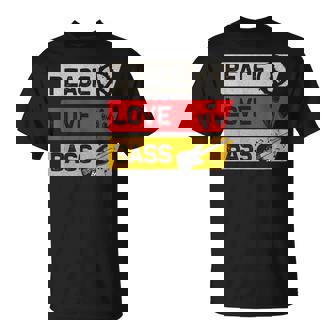 Liebe Frieden Bass Gitarre Hippie Bassist T-Shirt - Geschenkecke