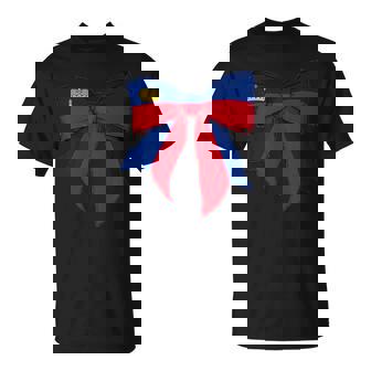 Liechtenstein Liechtensteiner Pride Flag Girl Coquette Bow T-Shirt | Mazezy