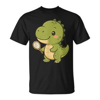 Lindo Jugador De Tenis De Dinosaurio Chibi T-Rex Camiseta unisex - Regaloses