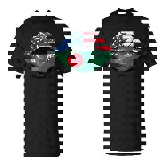 Lips Half American Roots Bangladeshi Bangladesh USA America T-Shirt | Mazezy