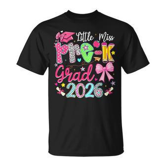 Little Miss Pre-K Grad 2026 Preschool Graduation Bow Girls T-Shirt - Thegiftio