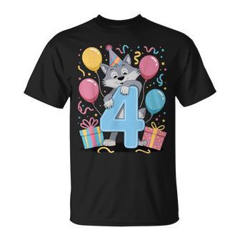 Lobo 4º Cumpleaños Para Niño Niña 4 Años Cuarto Cuatro Lobo Camiseta unisex - Regaloses