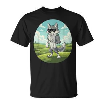 Lobo Fresco Con Gafas Deol Divertido Estilo De Dibujos Camiseta unisex - Regaloses