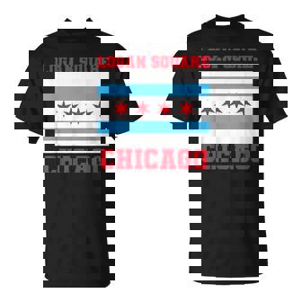 Logan Square Chicago Illinois Flag 773 312 Deep Dish Pizza T-Shirt | Mazezy