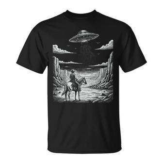 Lone Cowboy Watching Ufo 空飛ぶ円盤 キャニオン Tシャツ - Kawaiitshirt