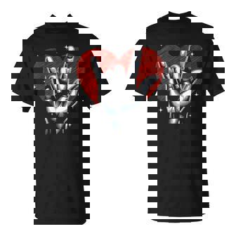 I Love You Hand Sign ASL Heart Women Kids Men Valentine T-Shirt | Mazezy