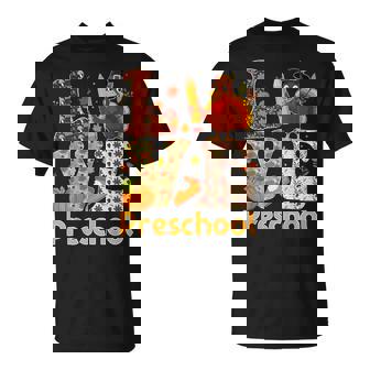 Love Preschool Autumn Turkey Pre-k Thanksgiving Teacher T-Shirt | Mazezy