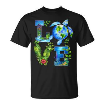 Love World Earth Day Planet Anniversary Earth Turtle Lovers T-Shirt - Monsterry