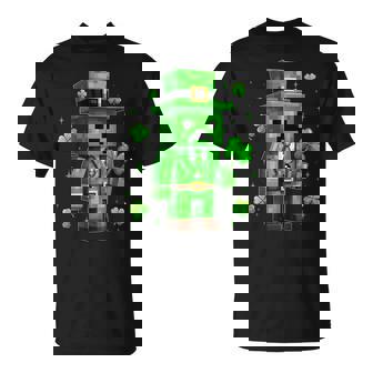 Lucky Leprechaun St Patrick's Day Video Game Pixel T-Shirt - Monsterry