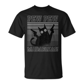 Lustige Katze Crazy Cat Pew Pew Madafakas Edition T-Shirt - Geschenkecke
