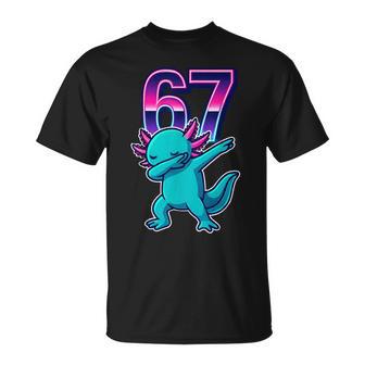 Lustiges Dabbing Axolotl 67 Meme Retro 80Er Jahre Mädchen Jungen Nager T-Shirt - Seseable