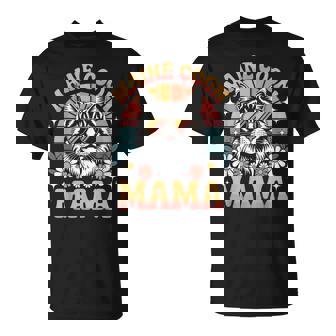 Maine Coon Cat Mama Floral Vintage 60s 70s Sunglasses T-Shirt | Mazezy