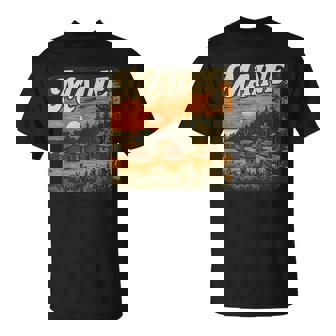 Maine Log Cabin Outdoor Camping Nature Enthusiast Souvenir T-Shirt | Mazezy