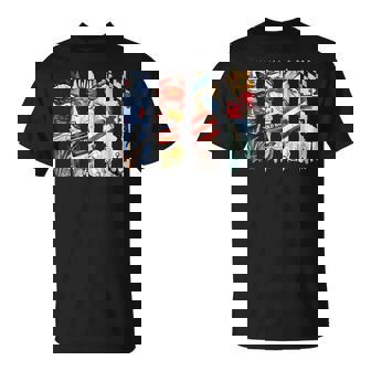 Maryland Brushstroke Crab Sailboat Flag Oysters Anchor Retro T-Shirt | Mazezy